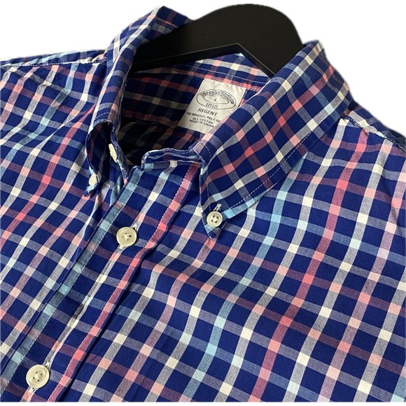 Brooks Brothers Other - Brooks Brothers Navy, Pink & Light Blue Plaid Button-Down Shirt